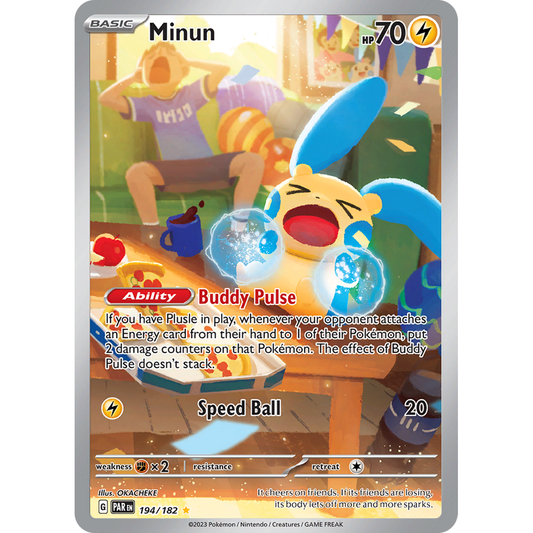 Minun 194/182 Illustration Rare Pokémon card from Paradox Rift, Near Mint – Card Legends South Africa