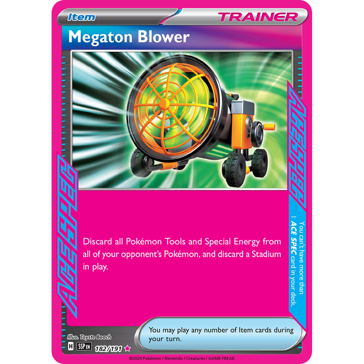 Megaton Blower 182/191 ACE SPEC Pokémon card from Surging Sparks, Near Mint – Card Legends South Africa